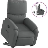 Syfax Relaxsessel mit Aufstehhilfe Dunkelgrau Stoff