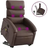Syfax Massagesessel mit Aufstehhilfe Braun Kunstleder