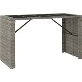 Syfax Bartisch mit Glasplatte Grau 185x80x110 cm Poly Rattan