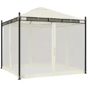 Syfax Pavillon mit Netzwänden Creme 2,93x2,93 m Stahl