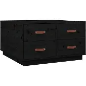 Syfax Couchtisch Schwarz 80x80x45 cm Massivholz Kiefer