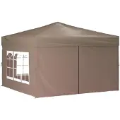 Syfax Partyzelt Faltbar mit Seitenwänden Taupe 3x3 m