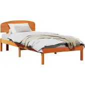 Syfax Bettrahmen Wachsbraun 90 x 190 cm Massives Kiefernholz