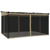Syfax Pavillon mit Netzwänden Taupe 4x3 m Stahl