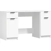 Syfax Schreibtisch mit Beistellschrank Weiß Holzwerkstoff