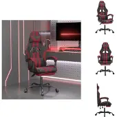 vidaXL Gaming-Stuhl mit Fußstütze Schwarz und Weinrot Kunstleder - Gaming-Sessel