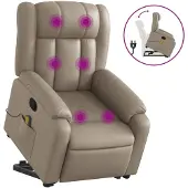 Sonstiges Massagesessel mit Aufstehhilfe Cappuccino-Braun Kunstleder