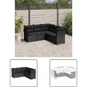 The Living Store 5-tlg. Garten-Sofagarnitur mit Kissen Schwarz Poly Rattan