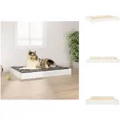 vidaXL Hundebett Weiß 91,5x64x9 cm Massivholz Kiefer - Hundebetten