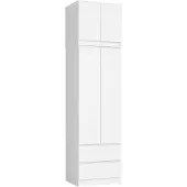 Akord Kleiderschrank Mit Aufsatz 2 Türen 2 Schubladen Weiß 60X51X234 Cm