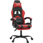 Syfax Gaming-Stuhl mit Fußstütze Drehbar Schwarz & Rot Kunstleder