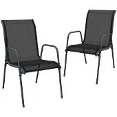 Syfax Gartenstühle 2 Stk. Stahl und Textilene Schwarz