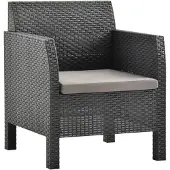 Syfax Gartenstuhl mit Kissen Anthrazit 63x65x76 cm PP Rattan