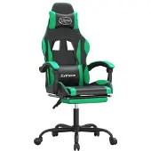 Syfax Gaming-Stuhl mit Fußstütze Schwarz und Grün Kunstleder