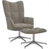 Sonstiges Relaxsessel mit Hocker Hellgrau Samt