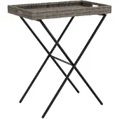 Syfax Tabletttisch Klappbar Grau 65x40x75 cm Poly Rattan