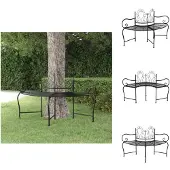 vidaXL Baumbank 150 cm Schwarz Stahl - Gartenbänke