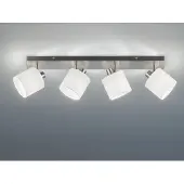 Meine Wunschleuchte Deckenstrahler 4-flammig Silber, Stoffschirme Weiß inkl. E14 LED, Breite 70cm