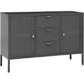 Syfax Sideboard Anthrazit 105x35x70 cm Stahl und Hartglas