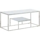 Syfax Couchtisch Silbern Edelstahl und Hartglas