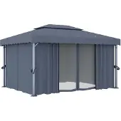 Syfax Pavillon mit Vorhang 4x3 m Anthrazit Aluminium