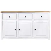 Syfax Sideboard Weiß 135x40x80 cm Kiefernholz Panama