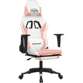 Syfax Gaming-Stuhl mit Fußstütze Weiß und Rosa Kunstleder