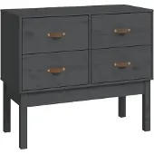 Syfax Konsolenschrank Grau 90x40x78 cm Massivholz Kiefer