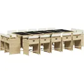 Syfax 15-tlg. Garten-Essgruppe mit Kissen Beige Poly Rattan