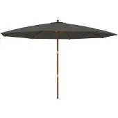 Syfax Gartenschirm, UV-Schutz, Hartholz-Mast Teak-Optik, Polyester Bezug, Seilzugsystem, Belüftung, Anthrazit, 400x273 cm