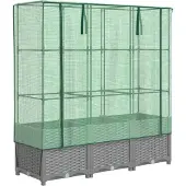 Syfax Hochbeet mit Gewächshaus-Aufsatz Rattan-Optik 120x40x138 cm