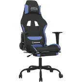 Syfax Gaming-Stuhl mit Fußstütze Schwarz und Blau Stoff