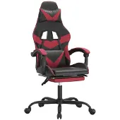 Syfax Gaming-Stuhl mit Fußstütze Drehbar Schwarz & Weinrot Kunstleder