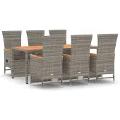 Syfax 7-tlg. Garten-Essgruppe mit Kissen Grau Poly Rattan