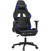Syfax Gaming-Stuhl mit Fußstütze Schwarz und Blau Kunstleder