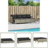 The Living Store 5-tlg. Garten-Sofagarnitur mit Kissen Hellgrau Poly Rattan