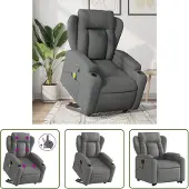 The Living Store Massagesessel mit Aufstehhilfe Dunkelgrau Stoff