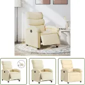 The Living Store Relaxsessel Elektrisch Creme Stoff