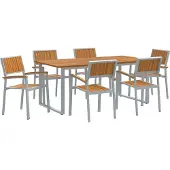 Syfax Garten Essgruppe 7 stk. Grau Massivholz Akazie