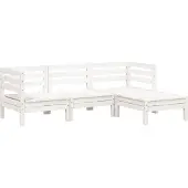 Syfax Gartensofa 3-Sitzer mit Hocker Weiß Massivholz Kiefer