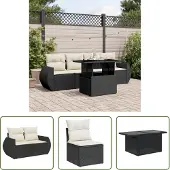 The Living Store 5-tlg. Garten-Sofagarnitur mit Kissen Schwarz Poly Rattan