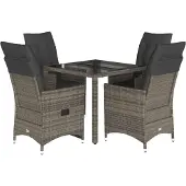 Syfax 5-tlg. Garten-Essgruppe mit Kissen Grau Poly Rattan