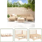 The Living Store 7-tlg. Garten-Lounge-Set Massivholz Kiefer