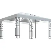 Syfax Pavillon mit Doppeldach & LED-Lichterkette 3x4 m Weiß
