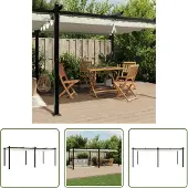 The Living Store Gartenpavillon mit Ausziehbarem Dach Creme 3x6 m Aluminium