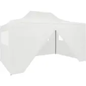 Syfax Profi-Partyzelt Faltbar mit 4 Seitenwänden 280x410x315 cm Stahl Weiß