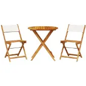 Syfax 3-tlg. Bistro-Set Cremeweiß Stoff und Massivholz
