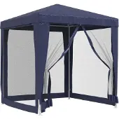 Syfax Partyzelt mit 4 Mesh-Seitenwänden Blau 2x2 m HDPE