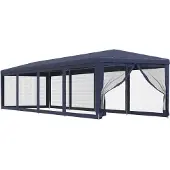 Syfax Partyzelt mit 10 Mesh-Seitenwänden Blau 3x12 m HDPE