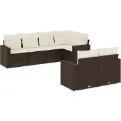 Syfax 7-tlg. Garten-Sofagarnitur mit Kissen Braun Poly Rattan
